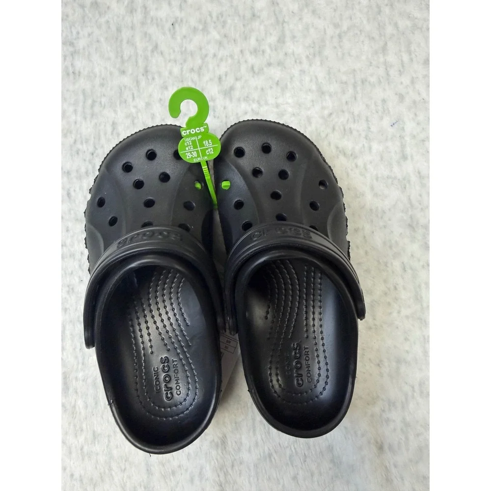 Crocs Baya Clog K Kids Black Slip On Water Friendly Sandals 207013-001 Size C12